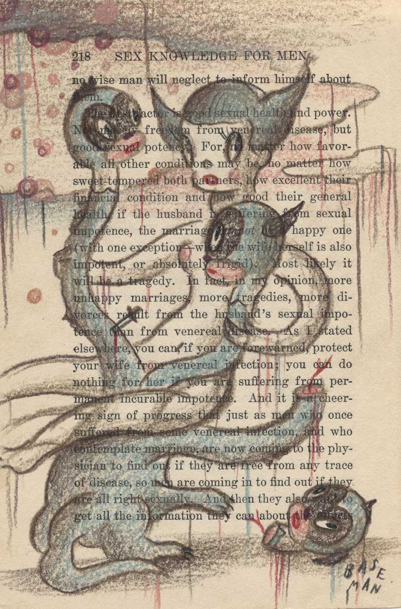 Gary Baseman, Sacrificing of the cake 2, 2009, pencil on paper, 24,5x17,5 cm