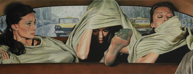 Eric White, 1957 Plymouth Plaza Sedan (Breakfast-at-Tiffany's), 2011, olio su tela, cm 25 x 76