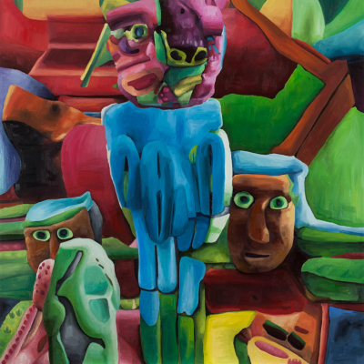 Marta Sesana, Totem, 2014, oil on linen, 150x150 cm