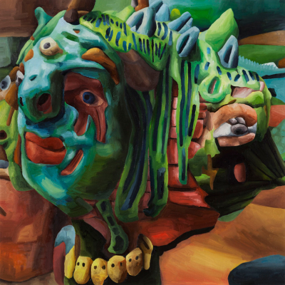 Marta Sesana, Tre teste, 2013, oil on linen, 80x80 cm