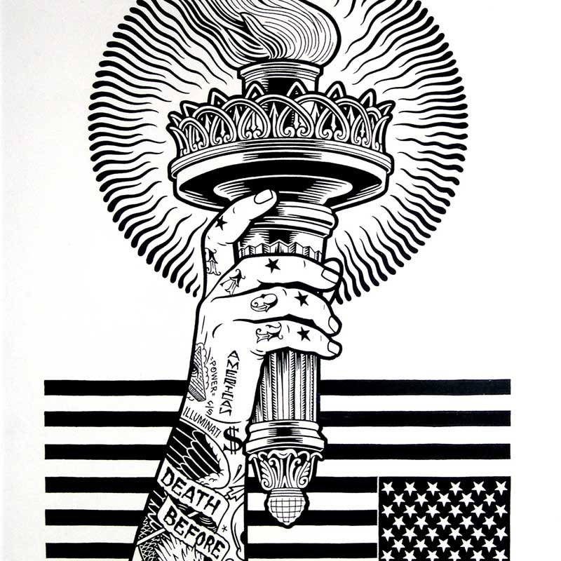 Mike Giant, Death Before Dishonour, 2010, Ink On Paper, 61 X 46 Cm