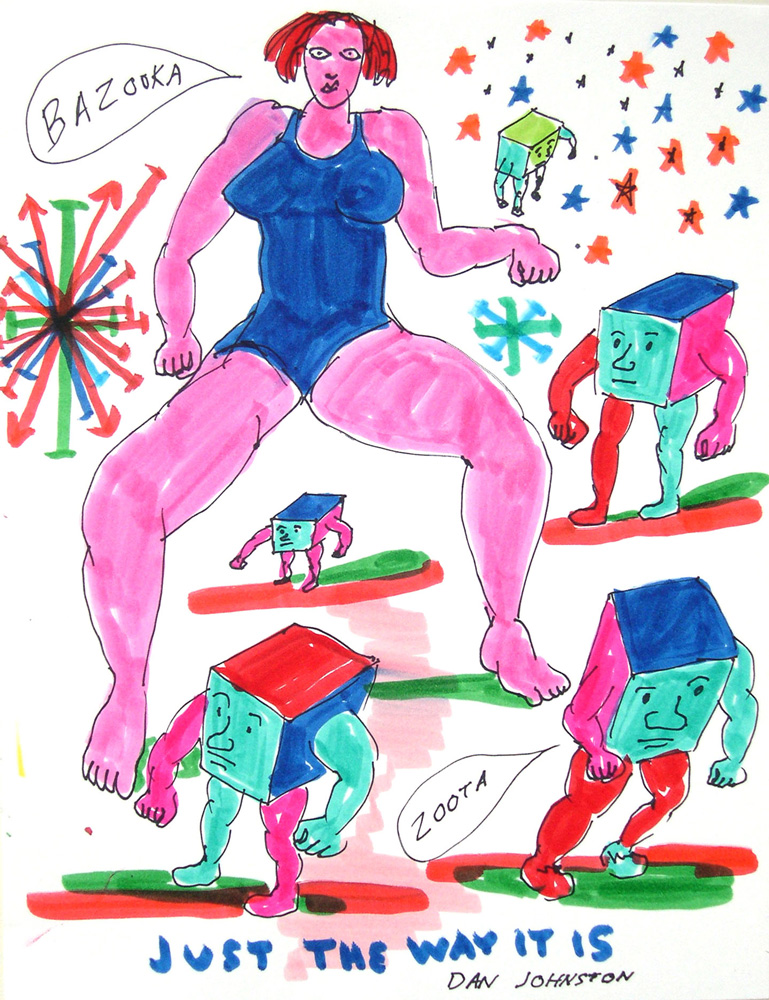 Daniel Johnston, Just The Way It Is, 2003, pens and markers on paper, 28×21,5 cm