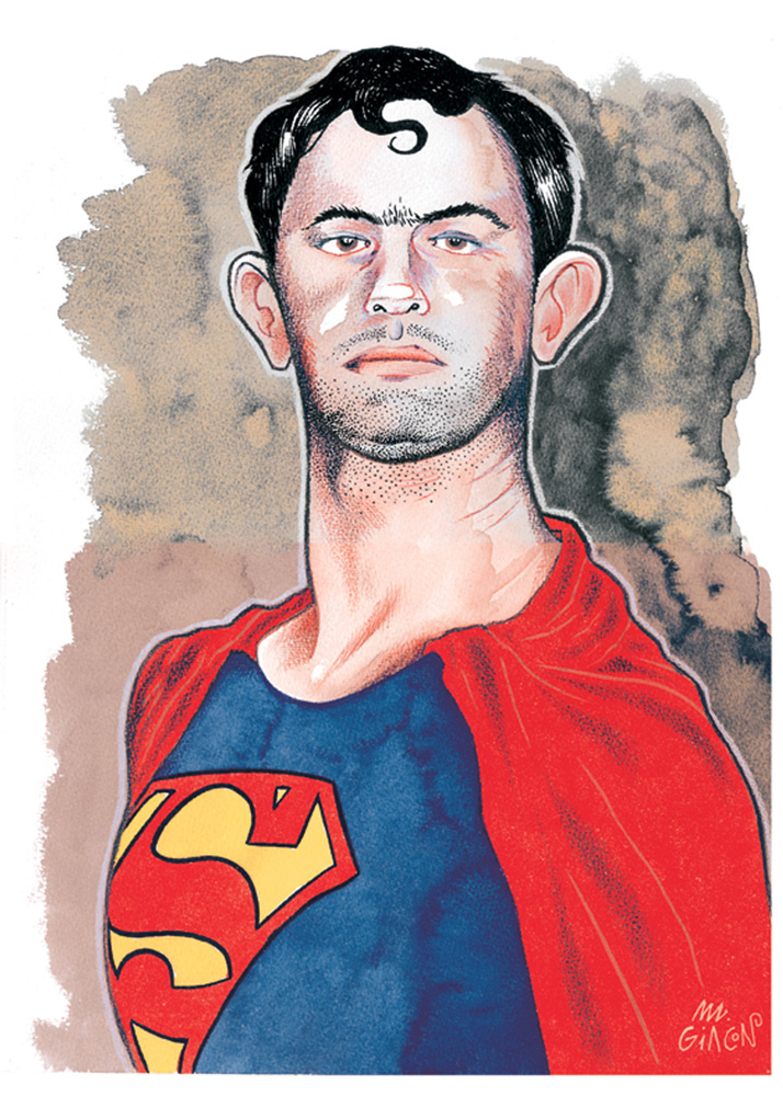 Massimo Giacon, Superman Cosplayer, 2012, Ink And Ecoline On Paper, 40x30 Cm