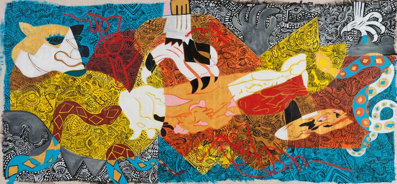 Zio Ziegler, All within Reason, 2010, mixed media on canvas, 137×295 cm