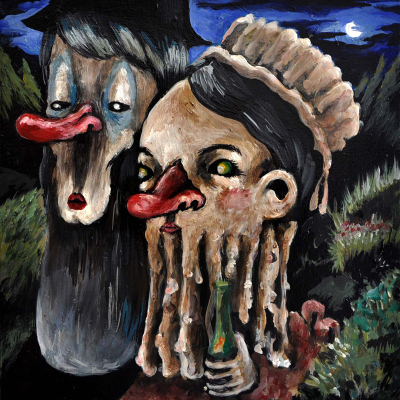 Elena Rapa, Lombricony's Family, 2010, mixed media on canvas, 30x30 cm