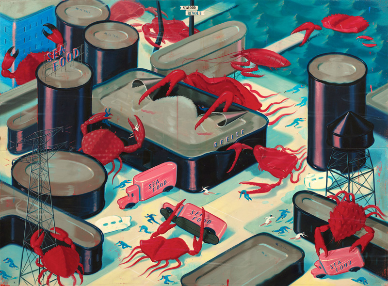 Ryan Heshka, Seafood Revolt, 2012, Acrylic And Mixed Media On Board, 66×90 Cm