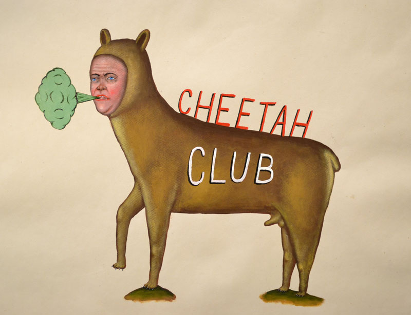 Fred Stonehouse, Cheetah-Club, 2014, acrylic on paper, 63,5x71 cm