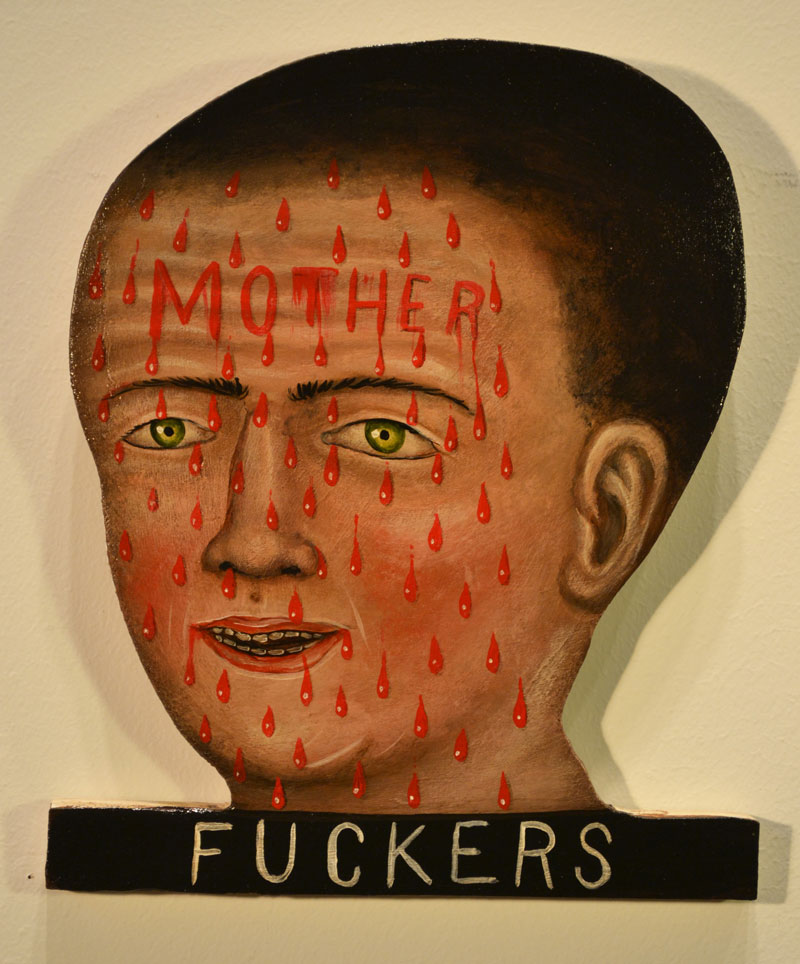 Fred Stonehouse, Mother Fuckers, 2014, acrylic on plywood, 25,4x23 cm