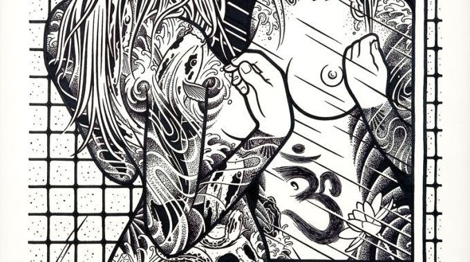 Mike Giant, Reflecting, 2009, ink on paper, 61x46 cm