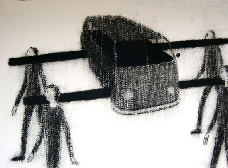 Giuliano Guatta, Processione, 2004, charcoal on paper, 35x50 cm