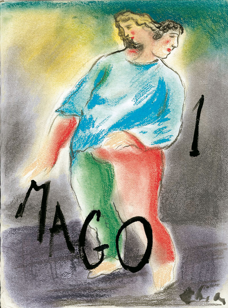 I- Sandro Chia, Il Mago, cm 40x30, pencils and acrylic on paper