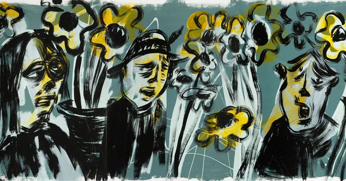 Russ Pope, Laguna, 2015, acrylic on canvas tryptich, 61x138 cm