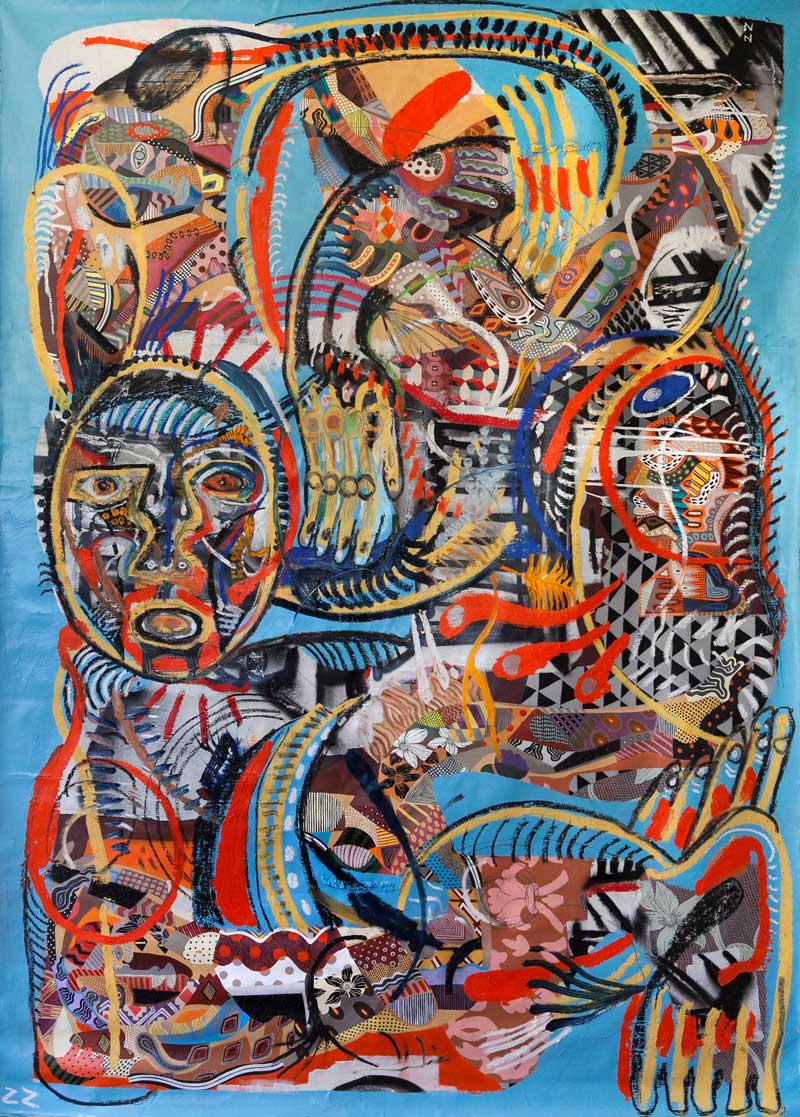Zio Ziegler, Monument II, 2015, acrylic, mixed media on canvas, 213x152 cm