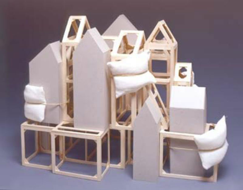 Pierluigi Calignano, N°10, 2001, Wood, Cardboard, Pillows, 33x42x25 Cm