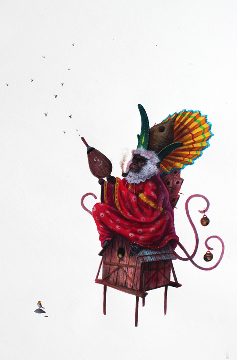 El Gato Chimney, Passatempi, 2013, Acrylic On Cotton Paper, 50x35 Cm