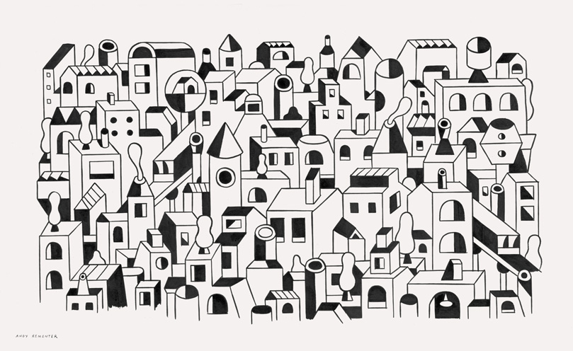 Andy Rementer, CITY, 2015, ink on paper, 52x32 cm