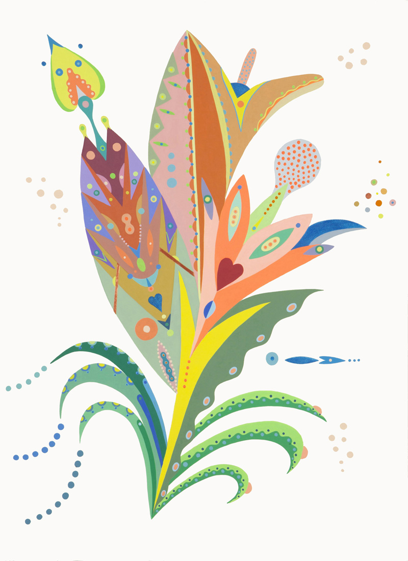 Fulvia Mendini, Orchidea della foresta, 2015, acrylic on paper, 77x56 cm