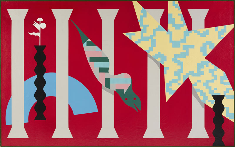 A. Mendini, ST, 1986, nitro su tela, tela, 195×150 cm