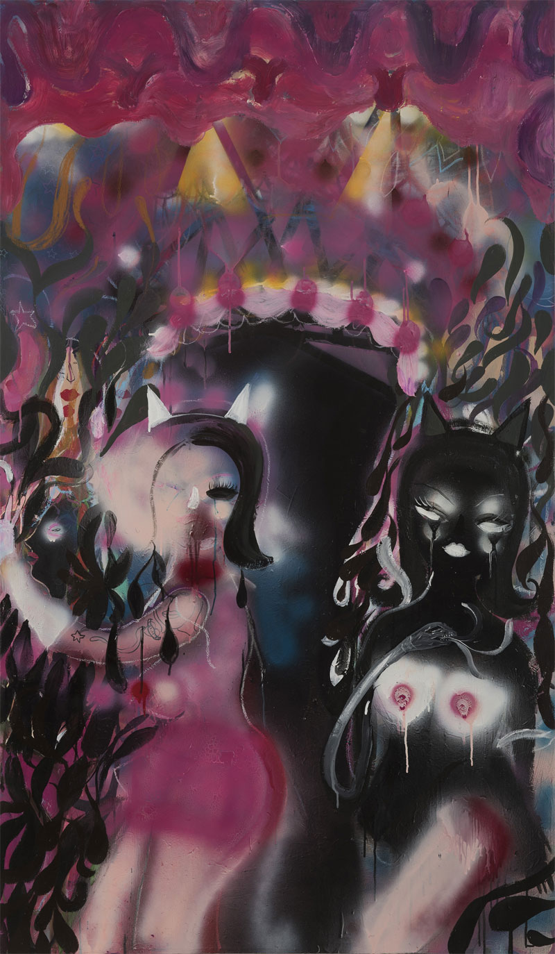 Silvia Argiolas, Pussy Gate, 2016, Mixed Media On Canvas, 100×170 Cm