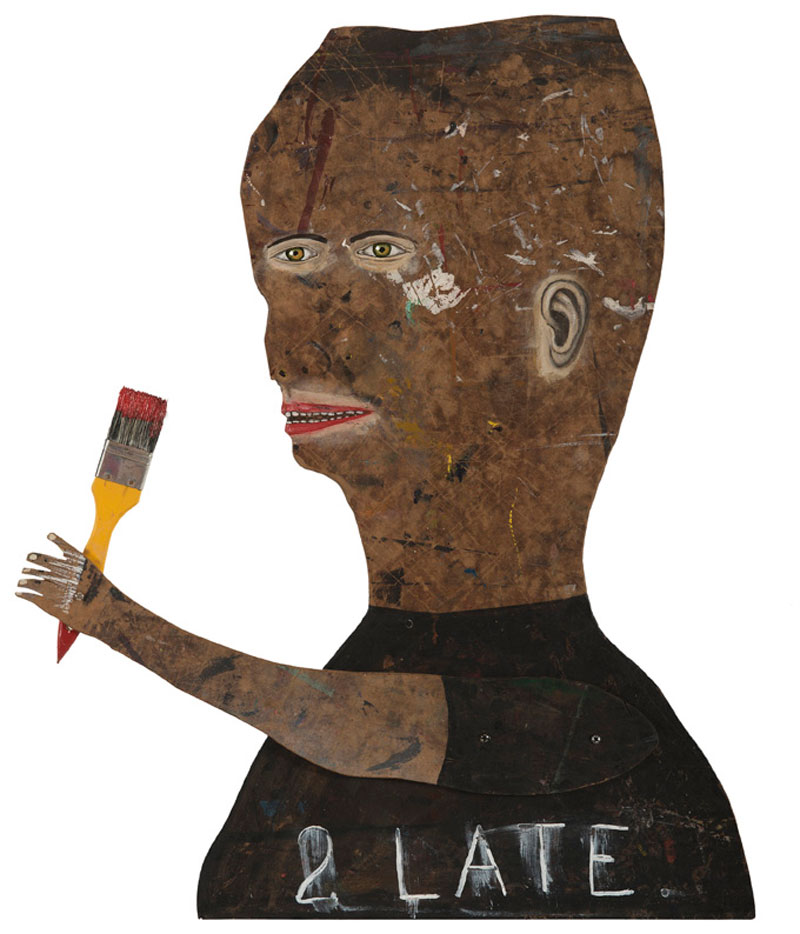 Fred Stonehouse, 2Late, 2016, acrylic on found hardboard, 68,5×56 cm