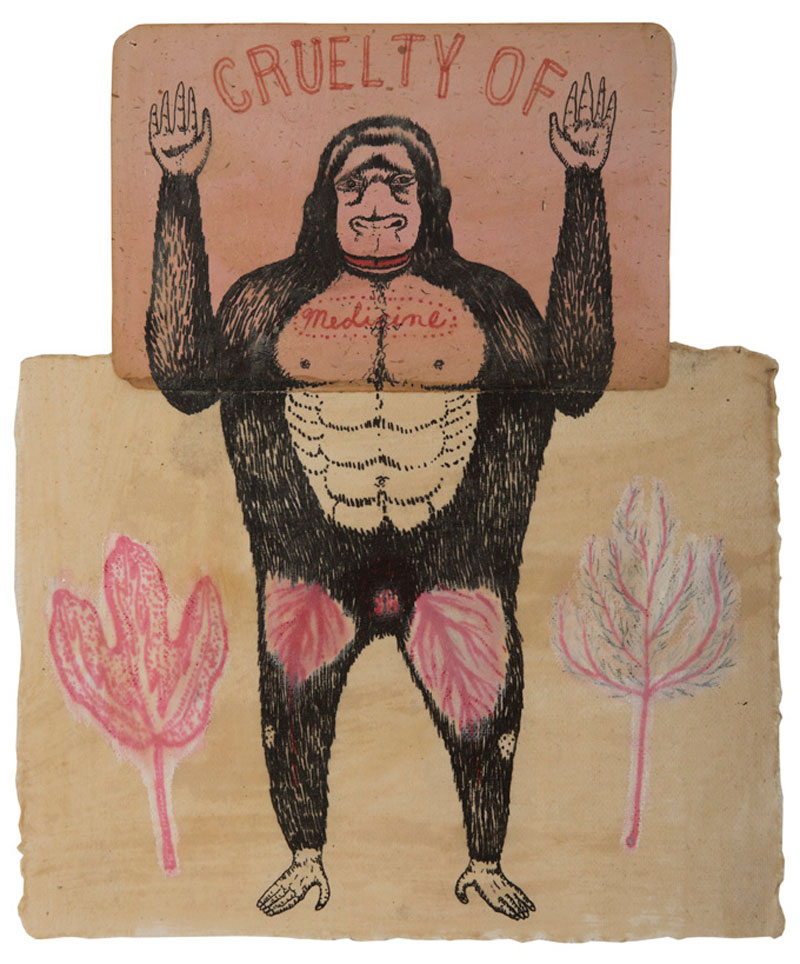 Fred Stonehouse, Cruelty of Medicine, 2008, ink and wax on Japanese paper, 33×28 cm