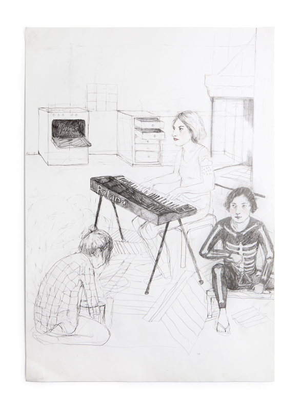 Erika Nordqvist, The bucket, 2016. mixed media on paper, 60×42 cm