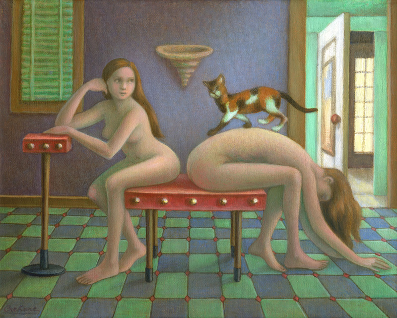 Amy Crehore, Back Scratch Parlor, 2015, oil on canvas, 20×25 cm