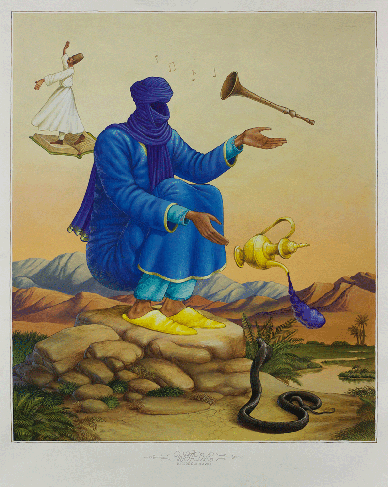 Waone Interesni Kazki, Magician of Maghreb, 2017, acrylic and gouache on paper, 36×46 cm