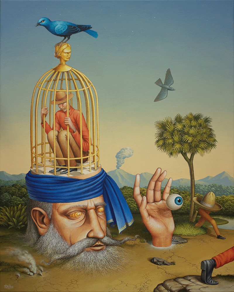 Waone Interesni Kazki, Prisoned mind, 2017, acrylic on linen, 80×100 cm