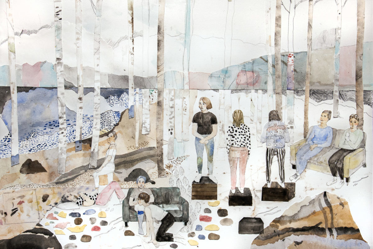 Erika Nordqvist, For The Time Being, 2017, Collage And Mixed Media On Paper, 70,5×100 Cm