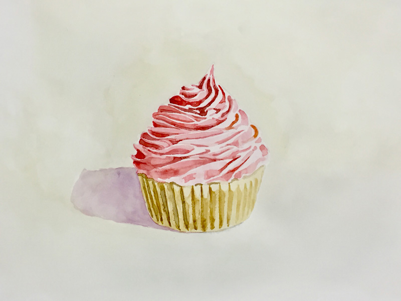 Joshua-Huyser,-cupcake,-watercolor-on-paper,-32.4cm-x-33.1cm,-2016