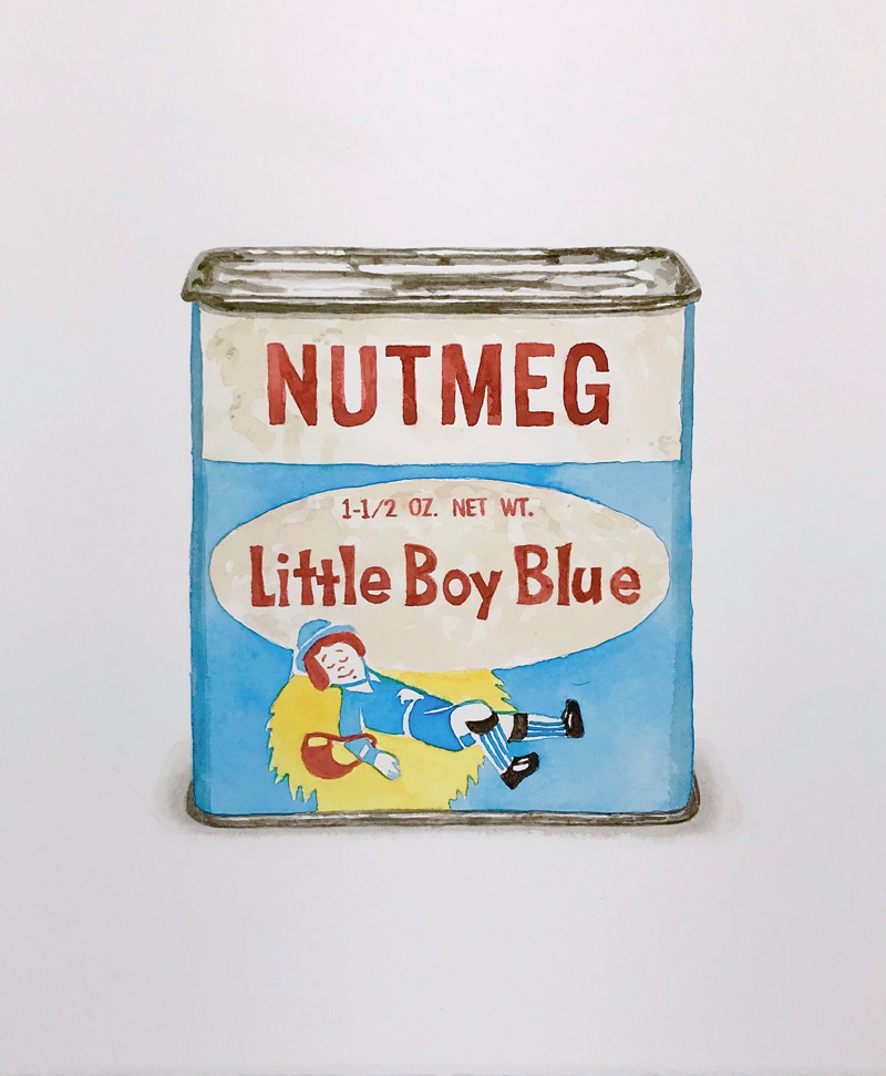 Joshua Huyser, Little boy blue, 2018, watercolor on paper, 38.5×31.5 cm