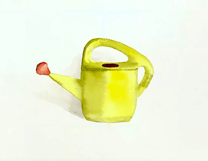 Joshua-Huyser,-yellow-plastic-watering-can,-watercolor-on-paper,-24.8cm-x-31.5cm,-2015