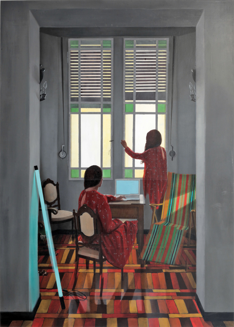 Dario Maglionico, Reificazione #45, 2018, oil on canvas, 144×100 cm