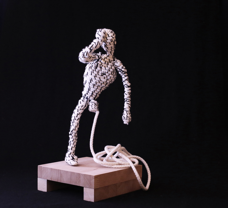 Stefano Sabatè, S(cucito), rope and wood, 15x15x30 cm, edition of 6