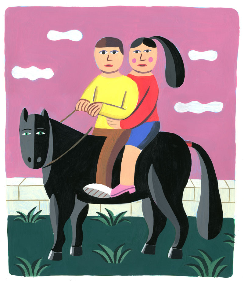 Andy Rementer, Horse, 2018, acrylic on paper, 43×36 cm