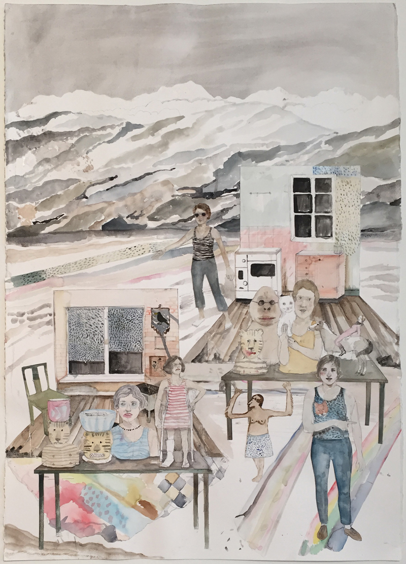 Erika Nordqvist, Untitled, 2018, collage e tecnica mista su carta, 100×70 cm