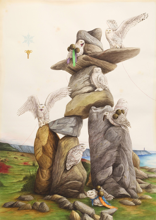 El Gato Chimney, Window to the north, 2018, watercolors and mixed media on paper, 153×110 cm