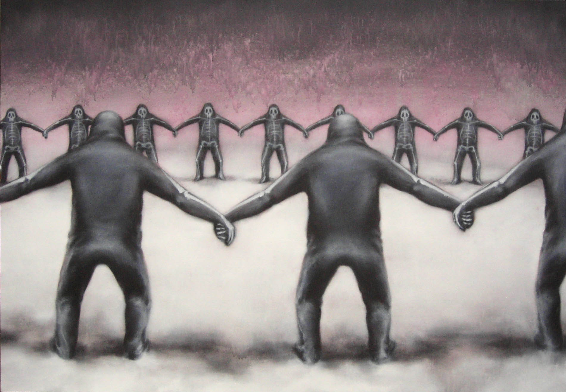 Luigi Presicce, Ghost dance, 2005, acrilico su tessuto, 125×180 cm