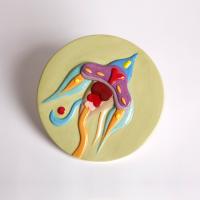 Fulvia Mendini, Space Orchid (green), 2022, Hand-painted Enamelled Ceramic, D. 30 Cm H 1,5 Cm