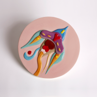 Fulvia Mendini, Space Orchid (pink), 2022, Hand-painted Enamelled Ceramic, Diam 30 Cm H 1,5 Cm
