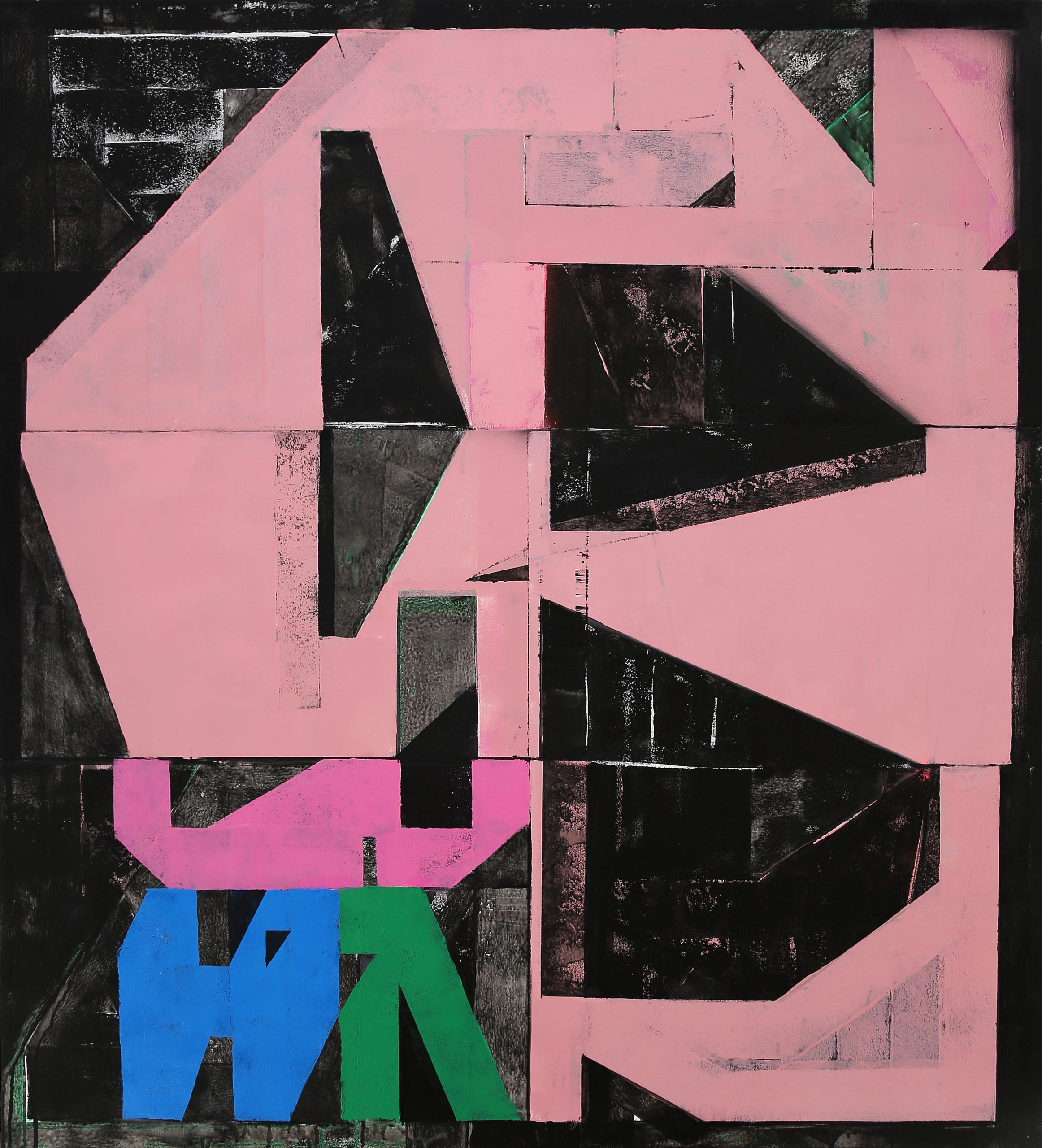 Erosie, World Building VI, 2022, mixed media on canvas, 110×100 cm